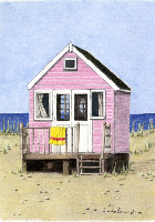 Coloured Pencil Drawing Beach Hut